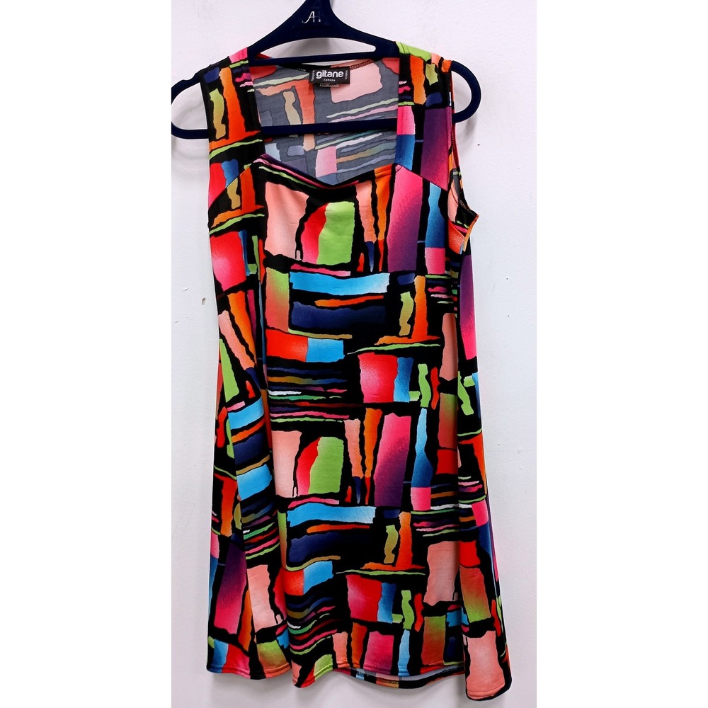 Gitane Wearable Art Midi Dress Womens Medium Multi Abstract Geometric Sleeveless